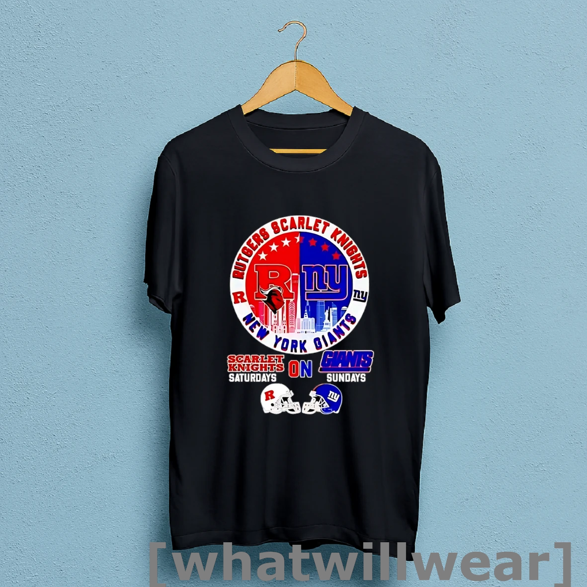 Official Rutgers Scarlet Knights On Saturday Vs New York Giants On Sundays Skyline City Logo Shirt Sweatshirt
