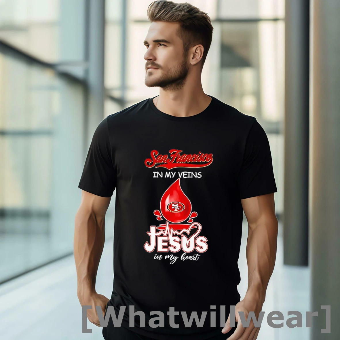 Official San Francisco In My Veins Jesus In My Heart Drop Blood Tshirts Sweater