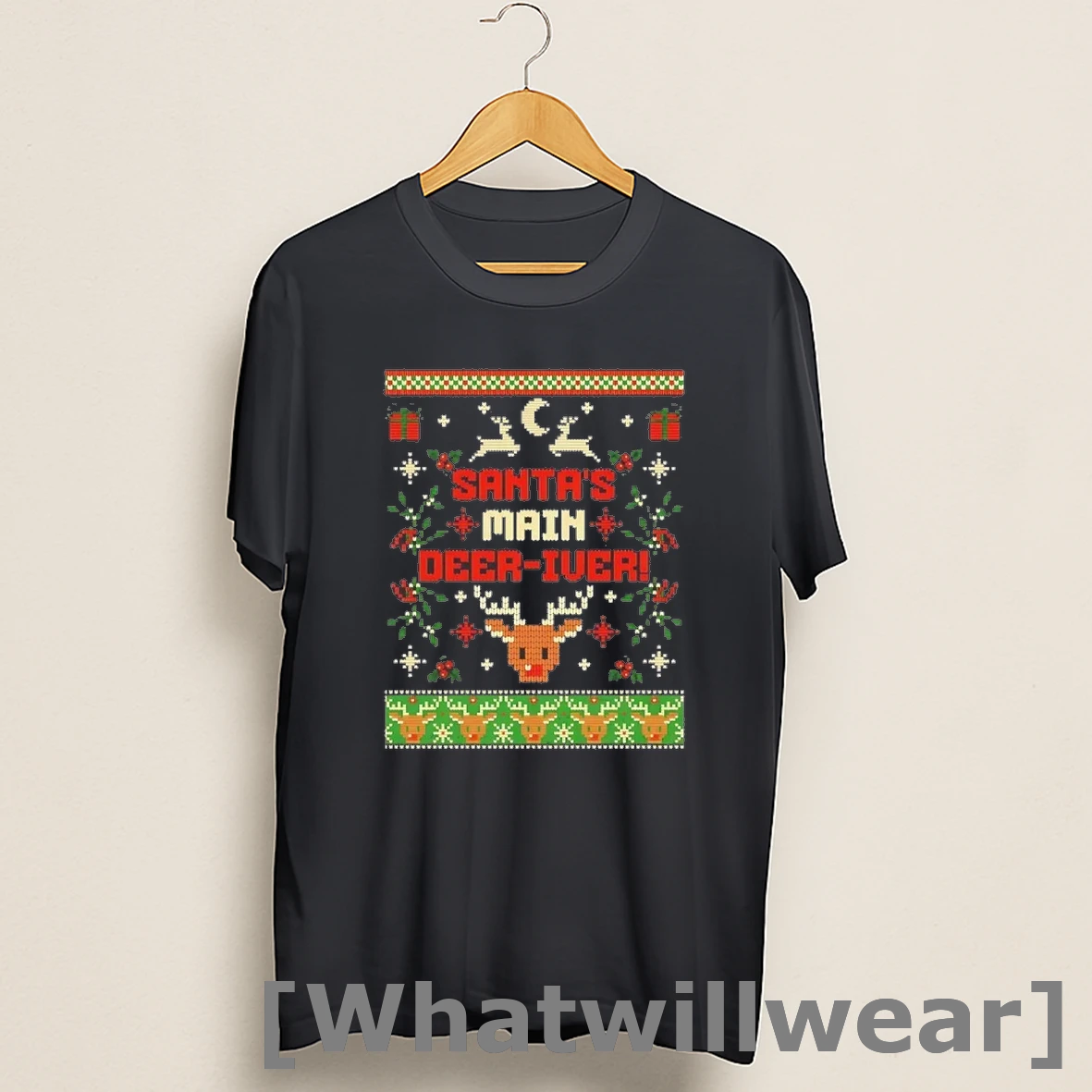 Official Santas Main Deer Iver Ugly Christmas Shirts