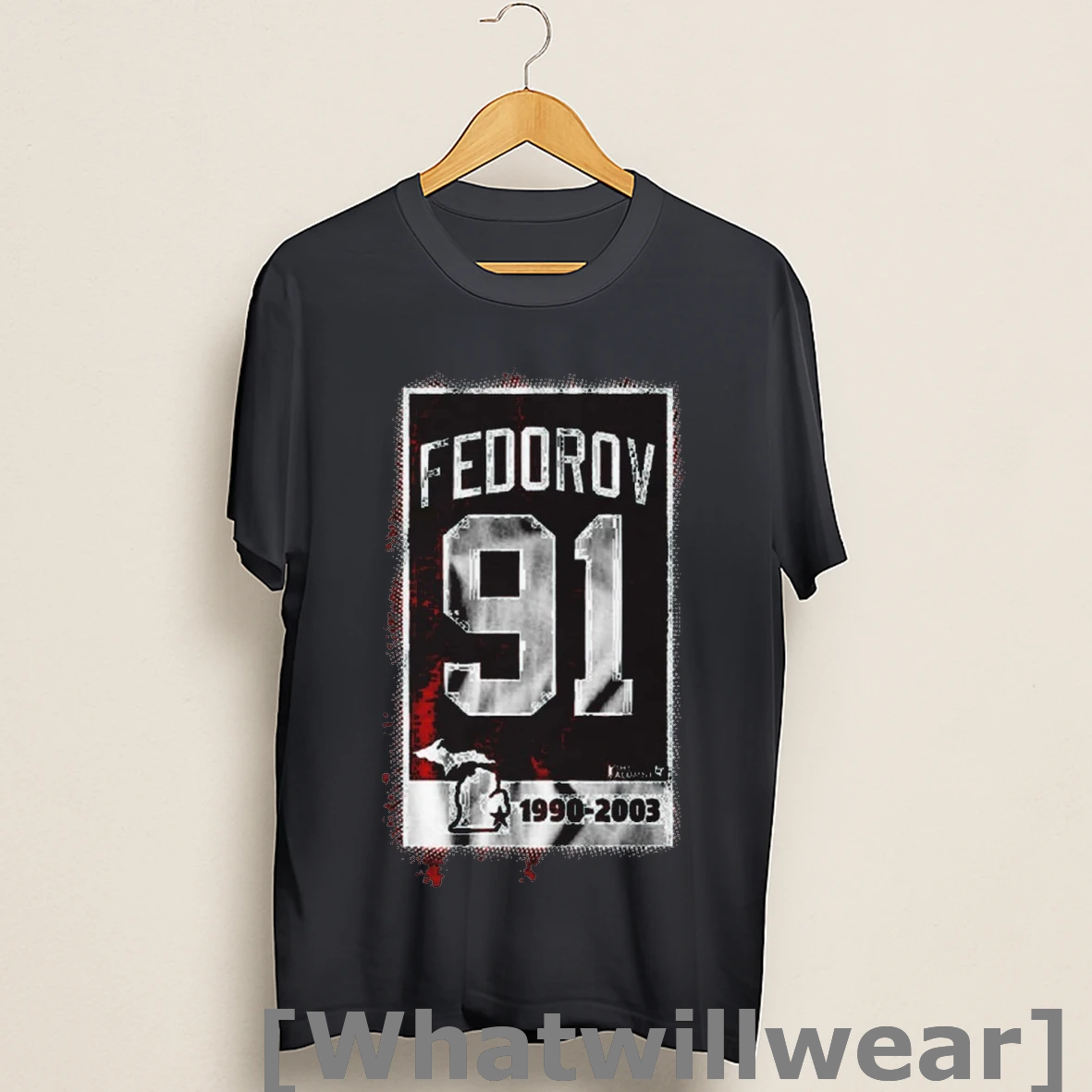 Official Sergei Fedorov 91 Banner Cska Moscow Hockey 1990 2003 Shirts