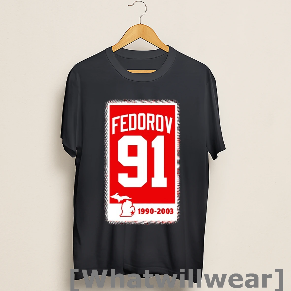 Official Sergei Fedorov Detroit Red Wings Hockey 91 Banner Shirts