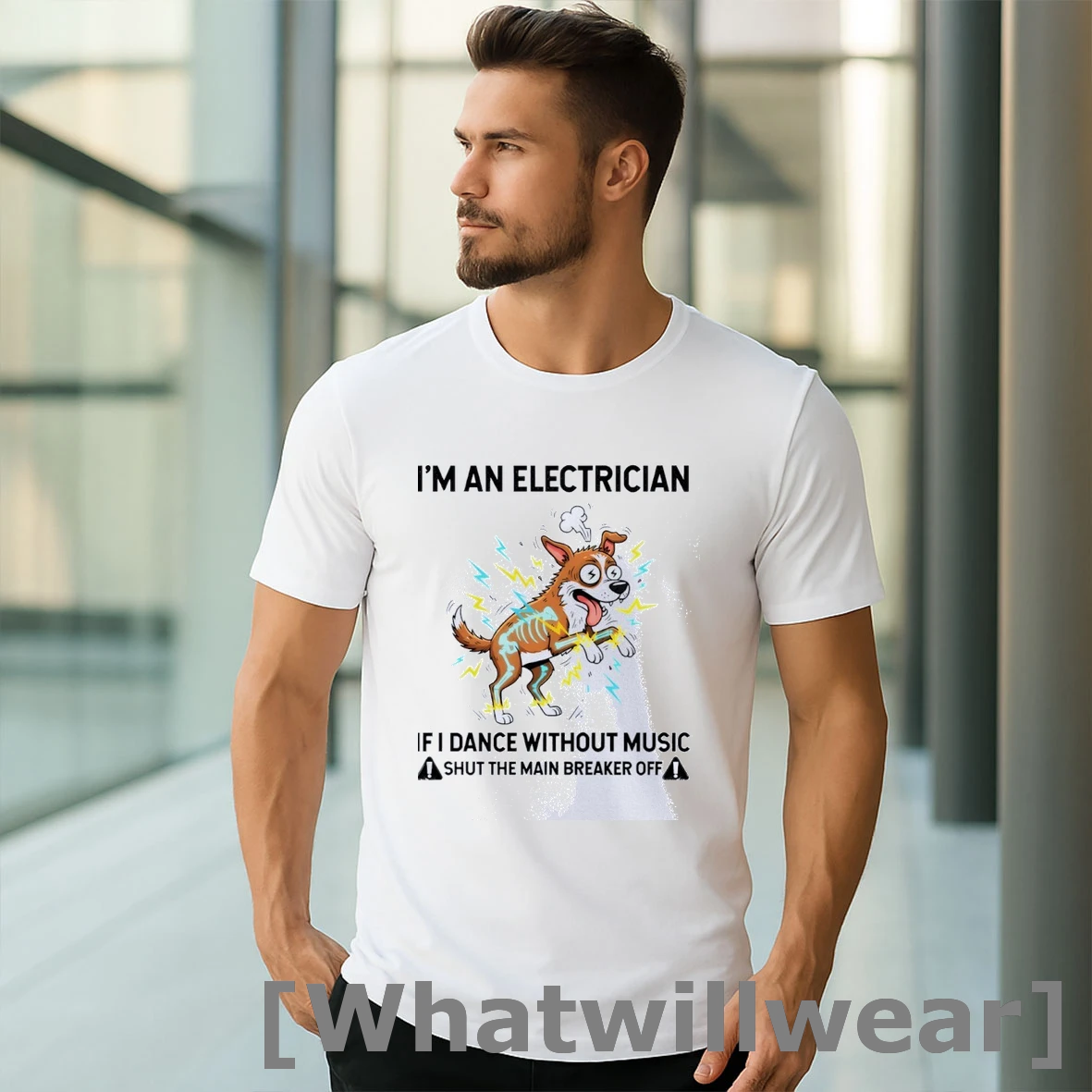 Official Shocked Dog Im An Electrician If I Dance Without Music Shut The Main Breaker Off Classic Mens Tshirts Sweater