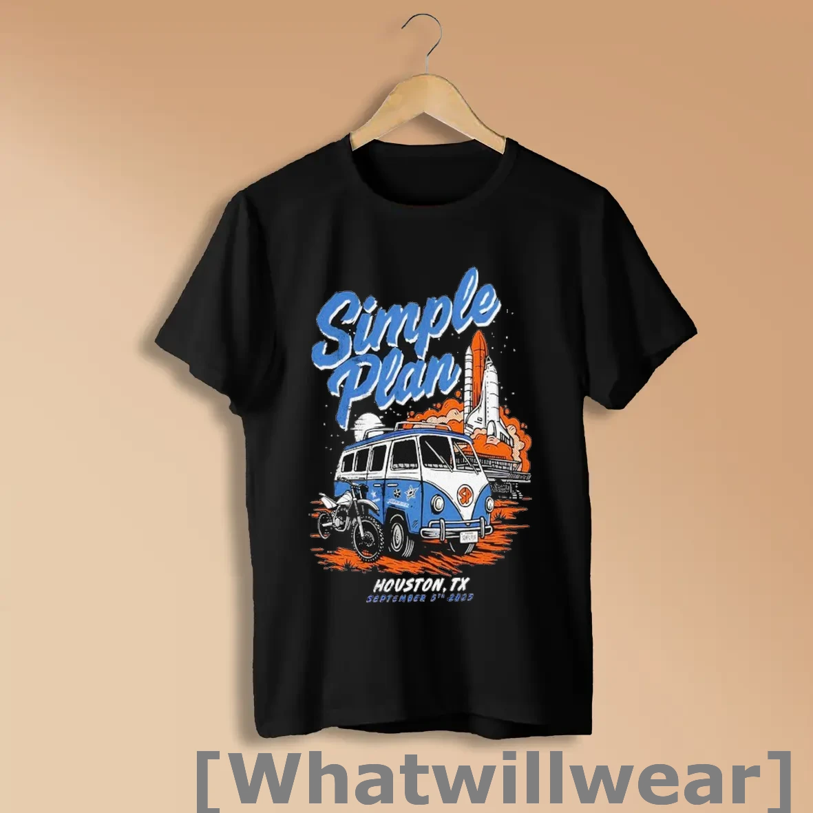 Official Simple Plan Houston Texas Tour 2025 Van Rocket Shirts