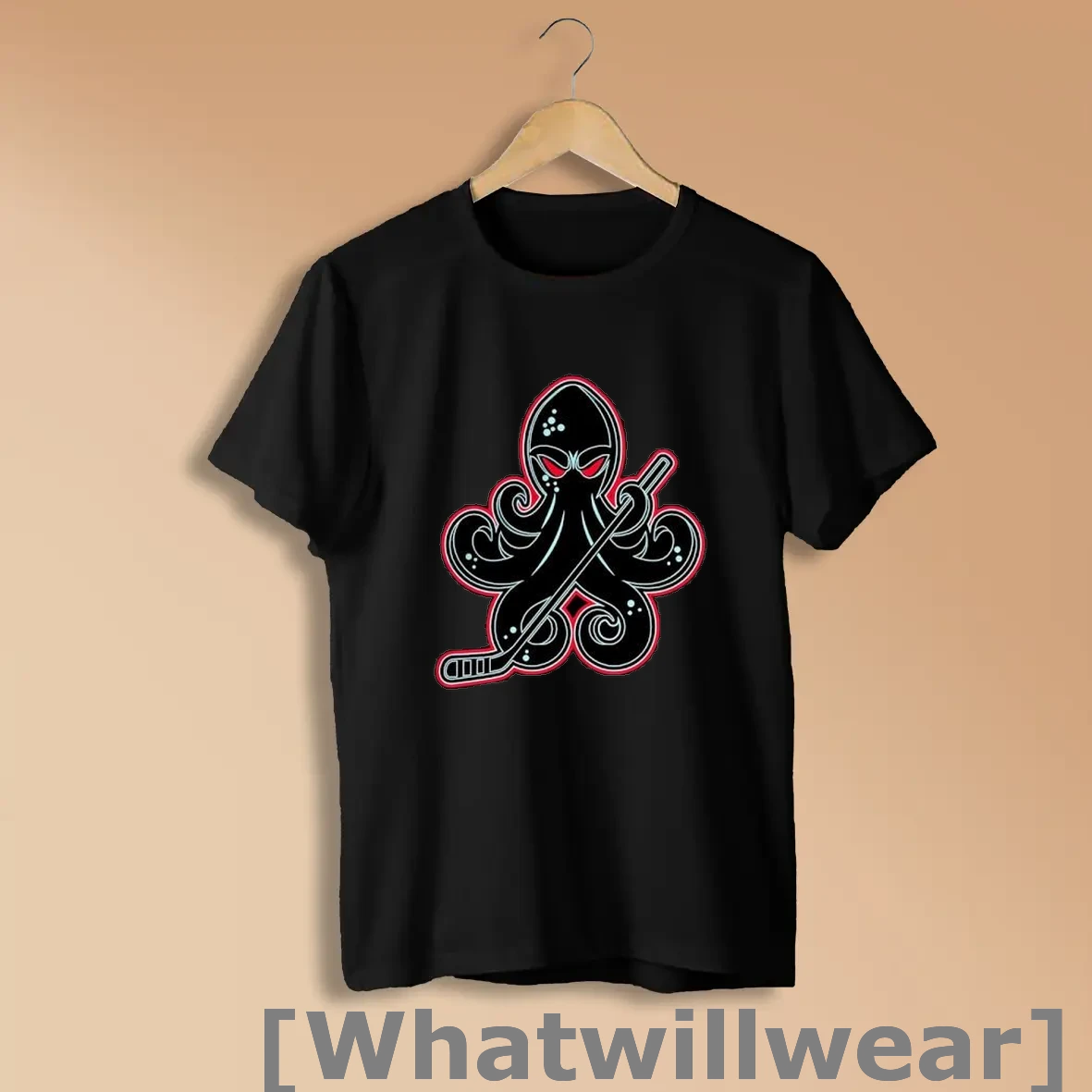 Official Simply Octopus Hockey Stick Red Eyes Ice Hockey Shirts