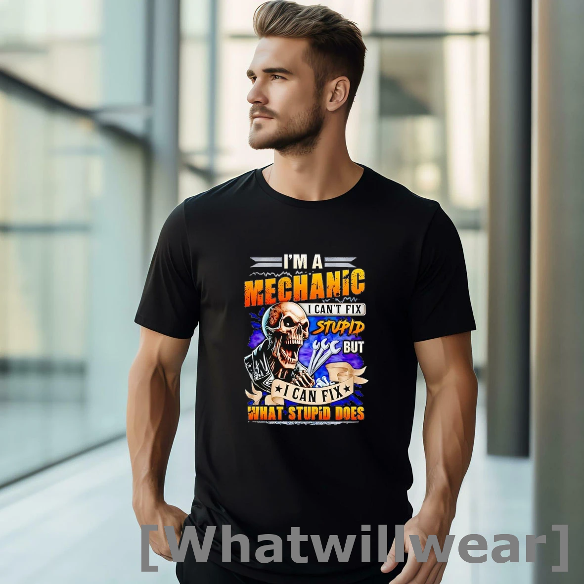 Official Skeleton Im A Mechanic I Cant Fix Stupid But I Can Fix What Stupid Does Tshirts Sweater