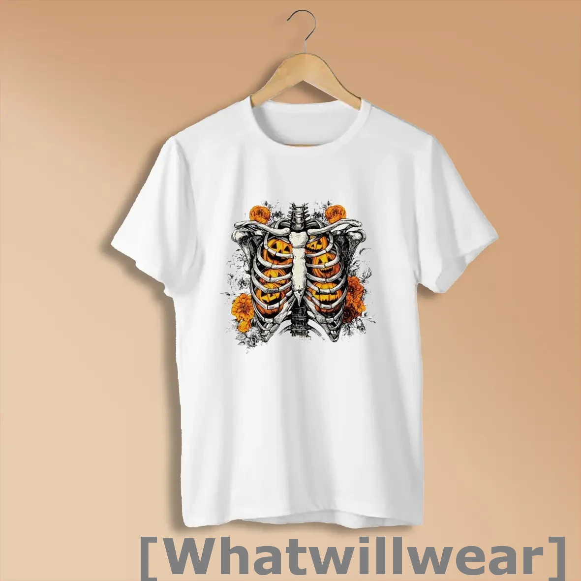 Official Skeleton Floral Ribcage Pumpkins Spooky Season Halloween Shirts