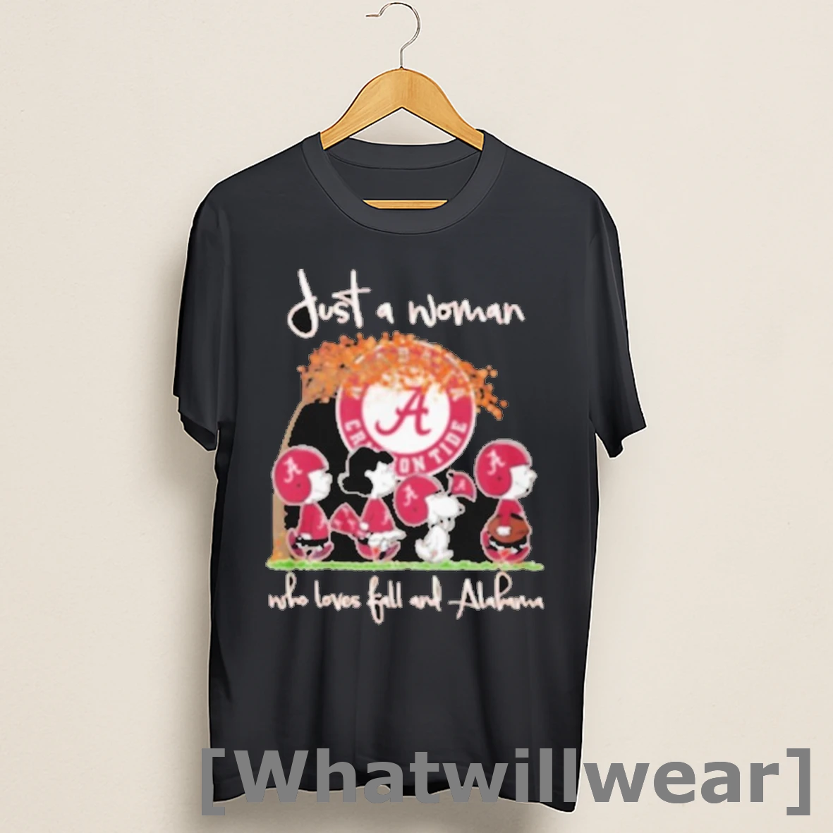 Official Snoopy And Friends The Peanuts Just A Woman Who Loves Fall And Alabama Crimson Tide Crimson Shirts