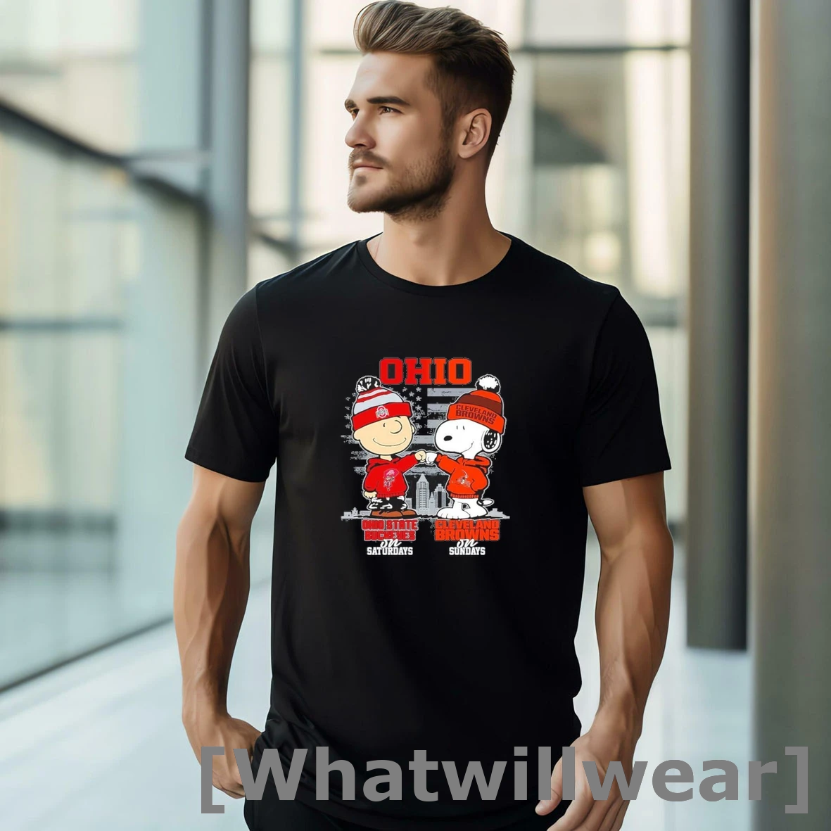 Official Snoopy Fist Bump Charlie Brown Buckeyes On Saturdays And Browns On Sundays Tshirts Sweater