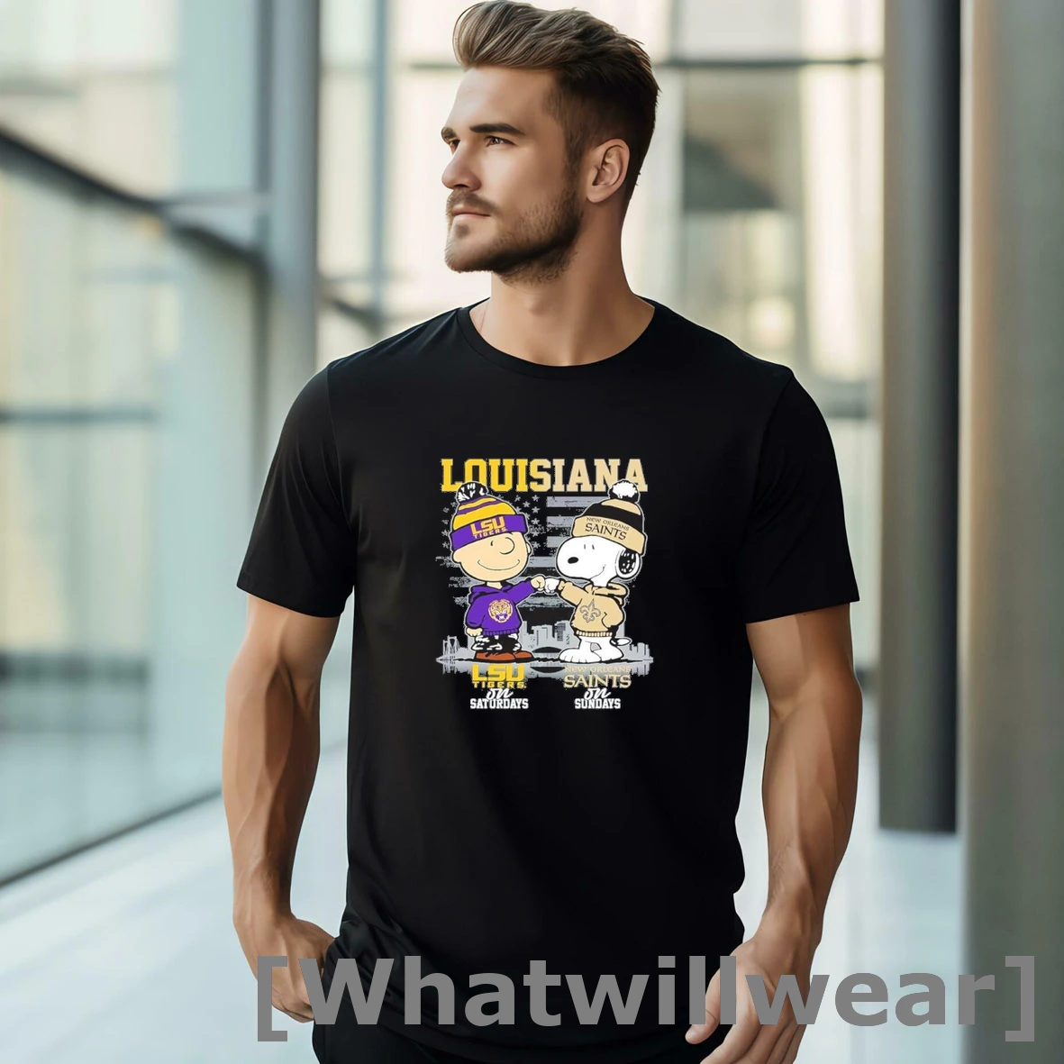 Official Snoopy Fist Bump Charlie Brown Lsu On Saturdays And Saints On Sundays Tshirts Sweater