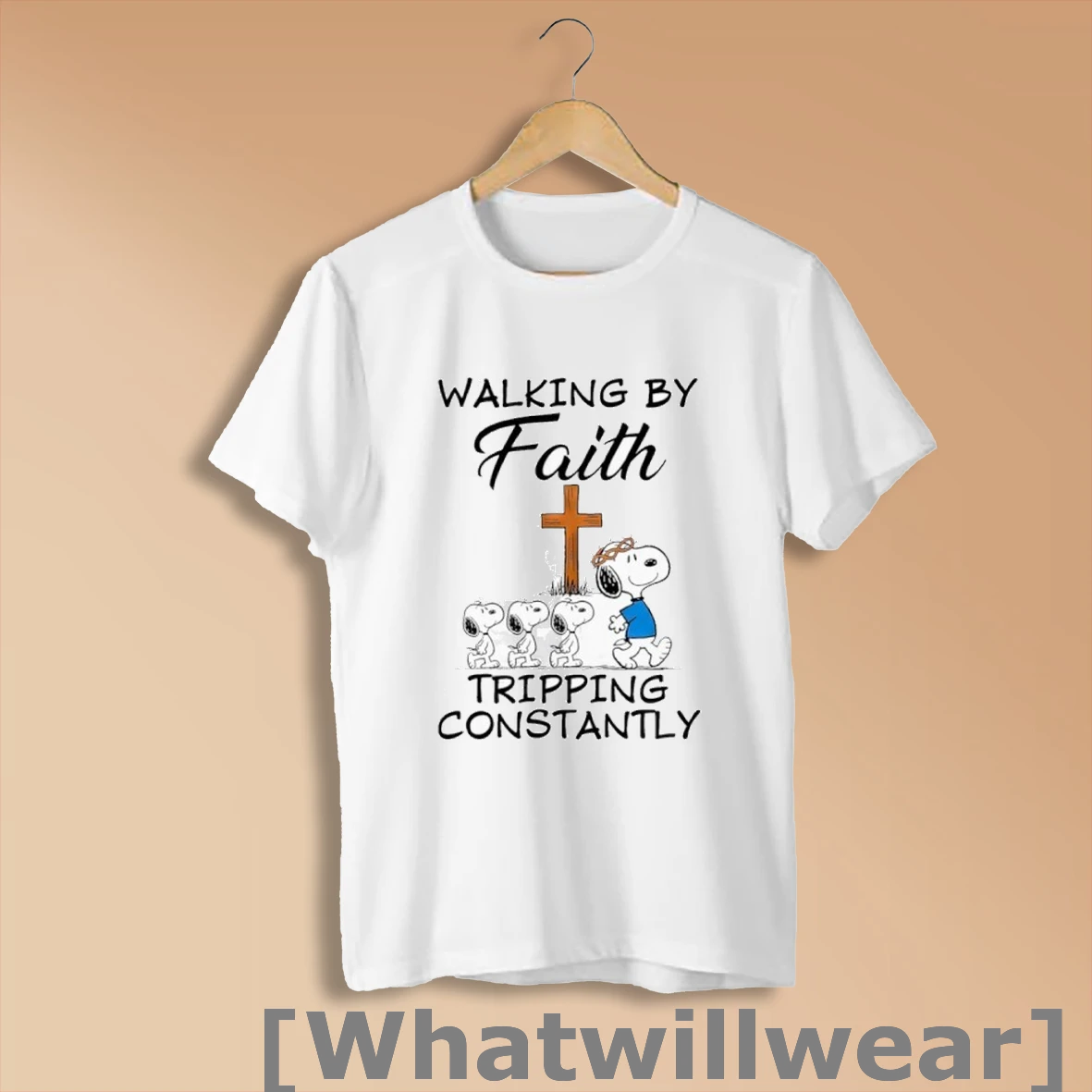 Official Snoopy Walking By Faith Tripping Constantly Shirt Sweatshirt