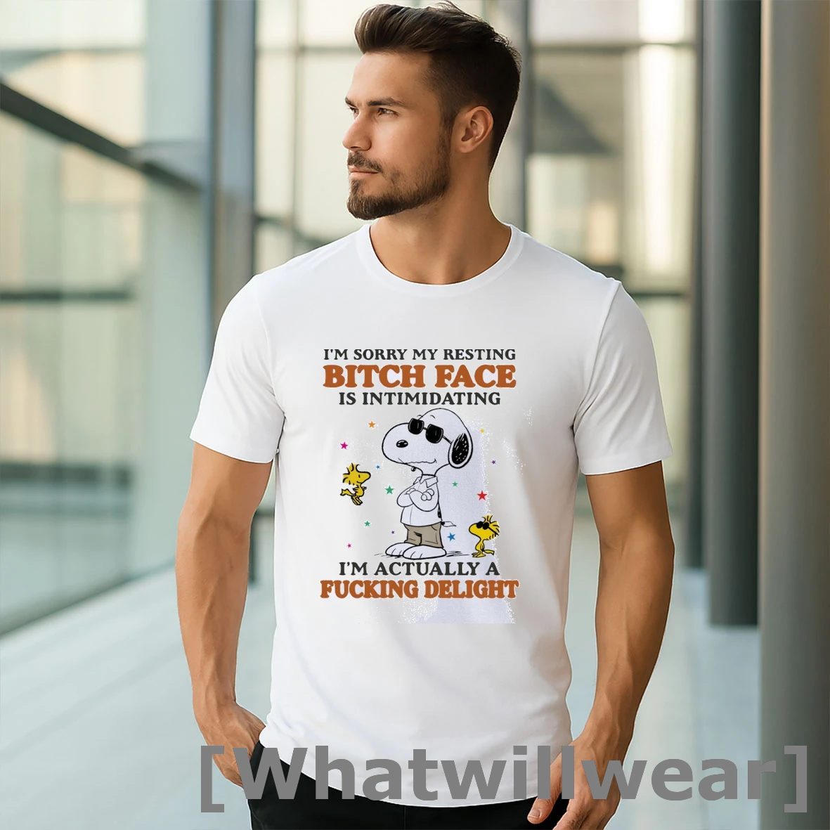 Official Snoopy And Woodstock Im Sorry My Resting Bitch Face Is Intimidating Im Actually A Fucking Delight Classic Mens Tshirts Sweater