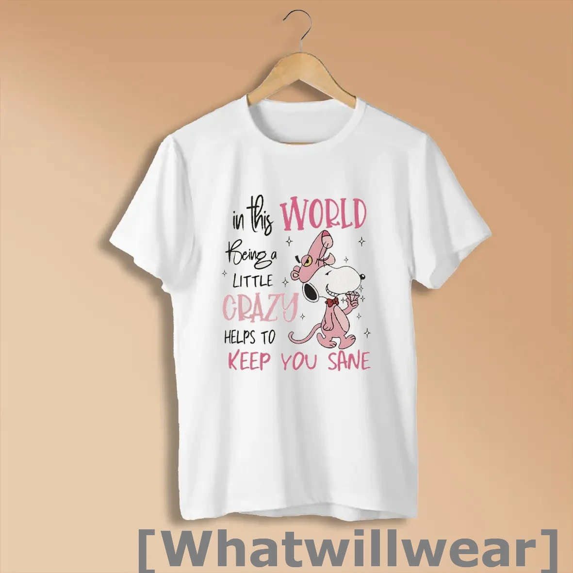 Official Snoopy X Pink Panther In This World Being A Little Crazy Helps To Keep You Sane Shirts
