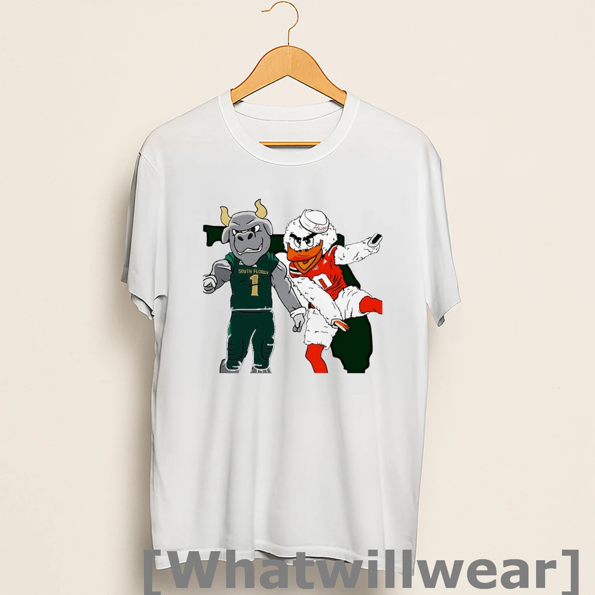 Official South Florida Bulls And Miami Hurricanes Mascot Shirts
