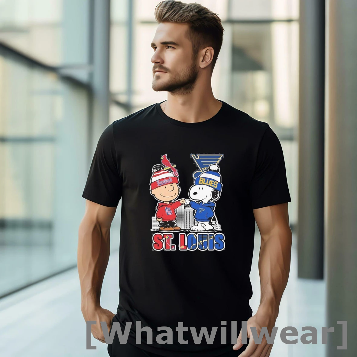 Official St Louis Snoopy Fist Bump Charlie Brown Cardinals And Blues Shirts