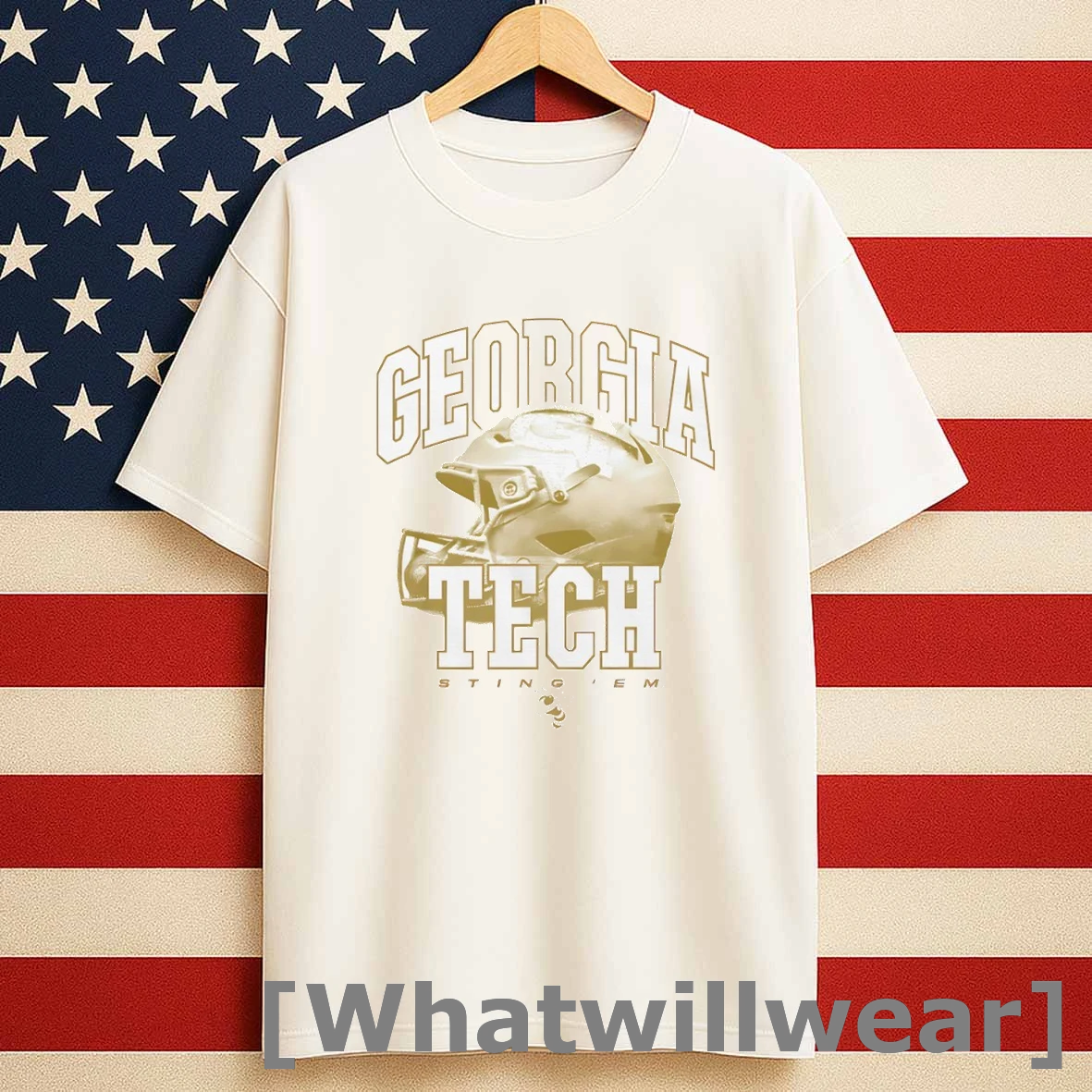 Official Sting Em Georgia Tech Yellow Jackets Football Helmet Tshirts Sweater