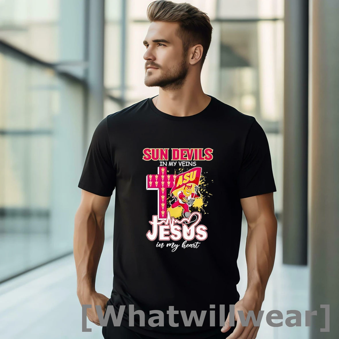 Official Sun Devils In My Veins Jesus In My Heart Mascot Tshirts Sweater