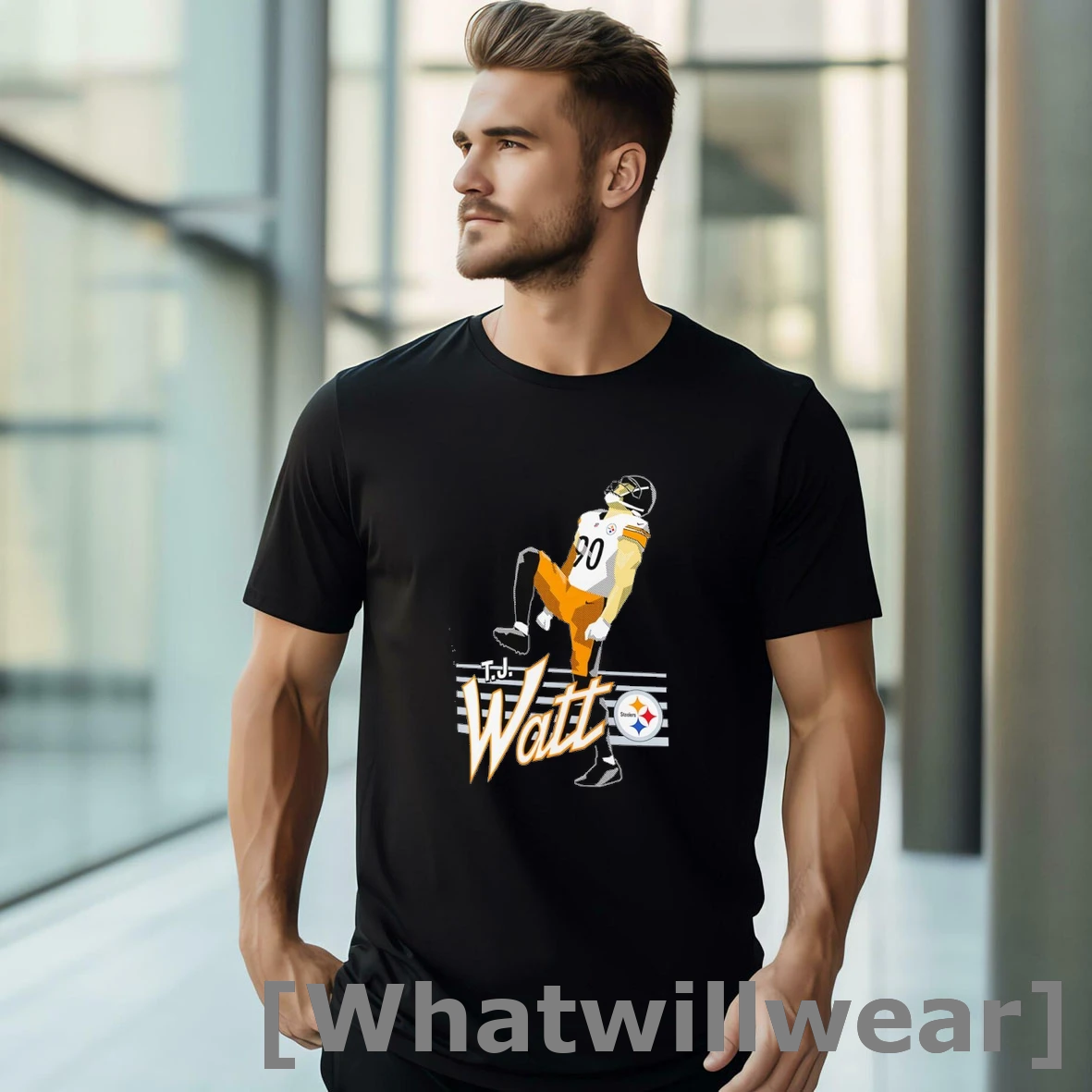 Official T J Watt 90 Pittsburgh Steelers Football Player Crosswalk Tshirts Sweater