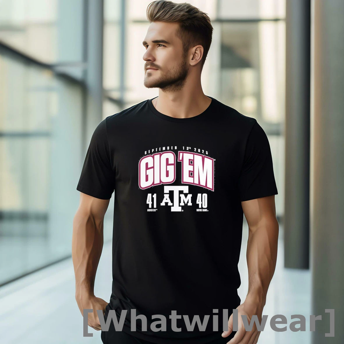 Official Texas Am Aggies Vs Notre Dame Fighting Irish 2025 Gig Em Score Tshirts Sweater