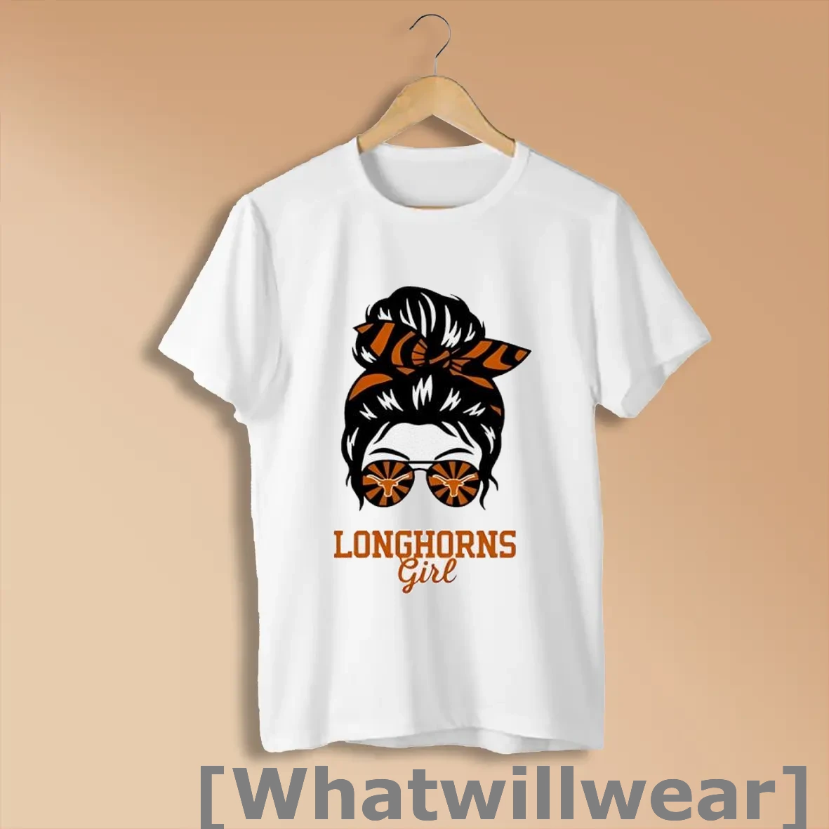 Official Texas Longhorns Girl Messy Bun Glasses Shirts
