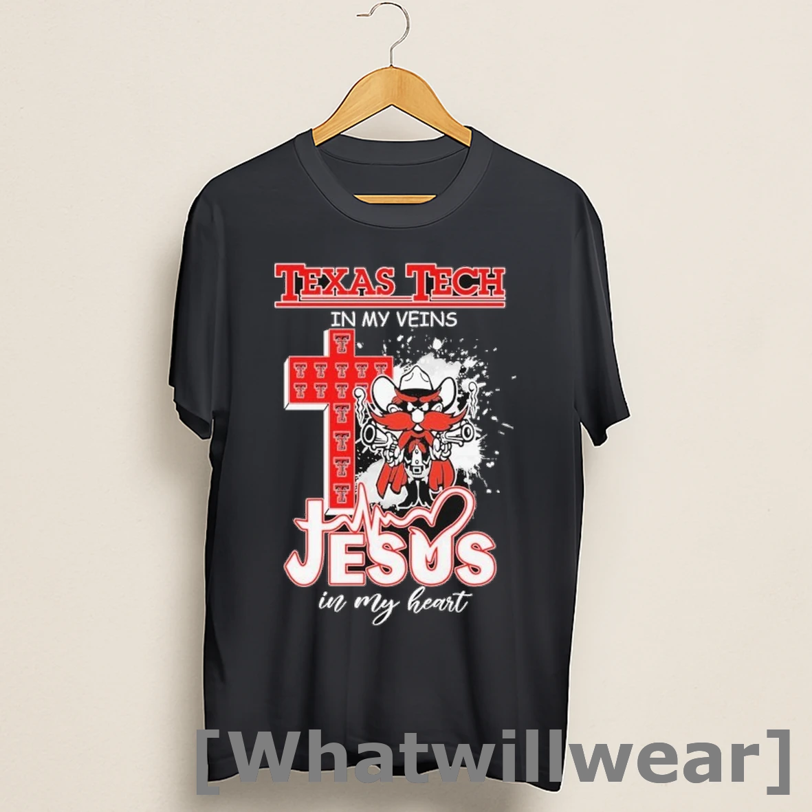 Official Texas Tech Red Raiders In My Veins Jesus In My Heart Mascot Shirts
