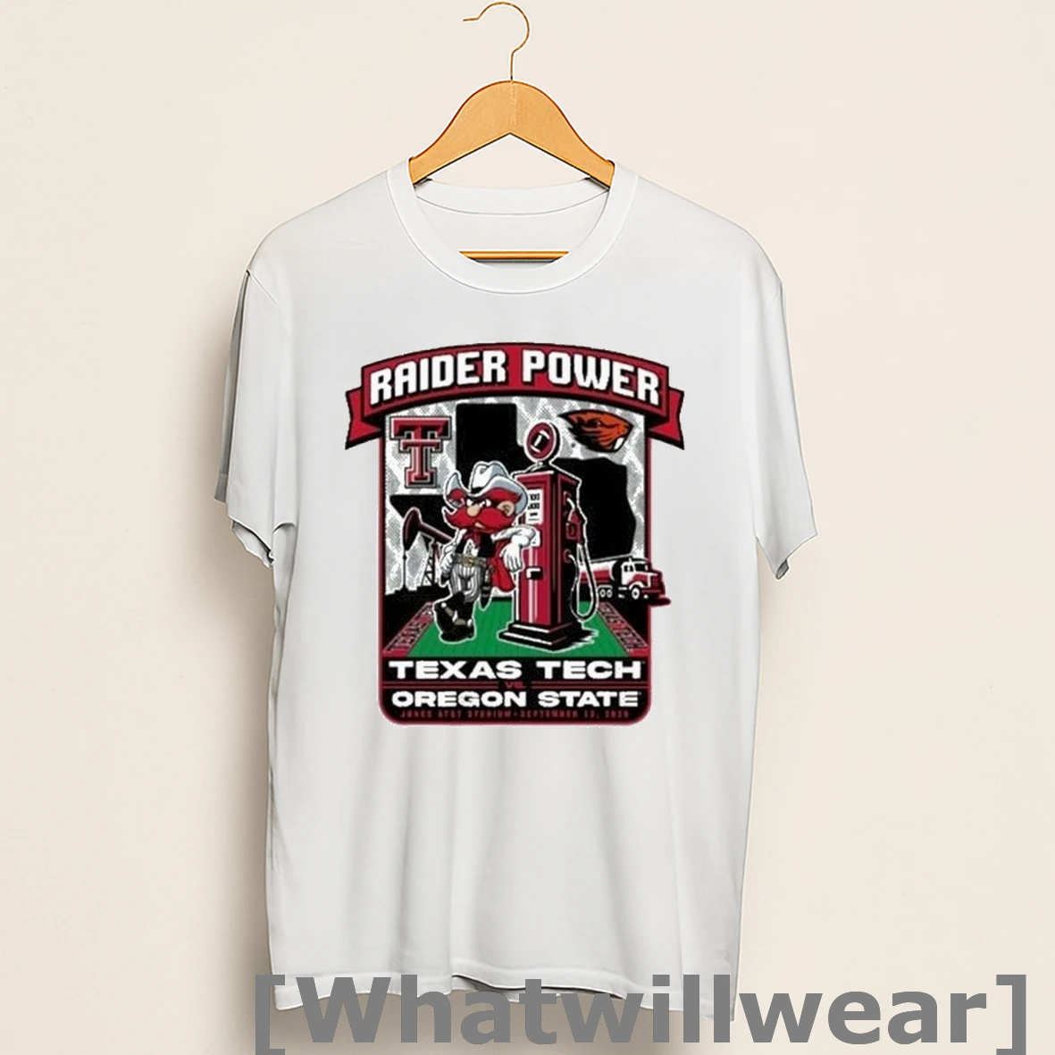 Official Texas Tech Red Raiders Vs Oregon State Beavers 2025 Raider Power Energy Gameday Mascot Shirts