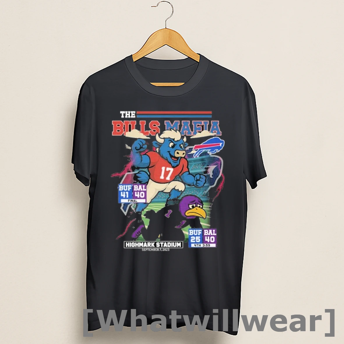 Official The Buffalo Bills Stomp Baltimore Ravens Bills Mafia Highmark Stadium 2025 Mascot Shirts