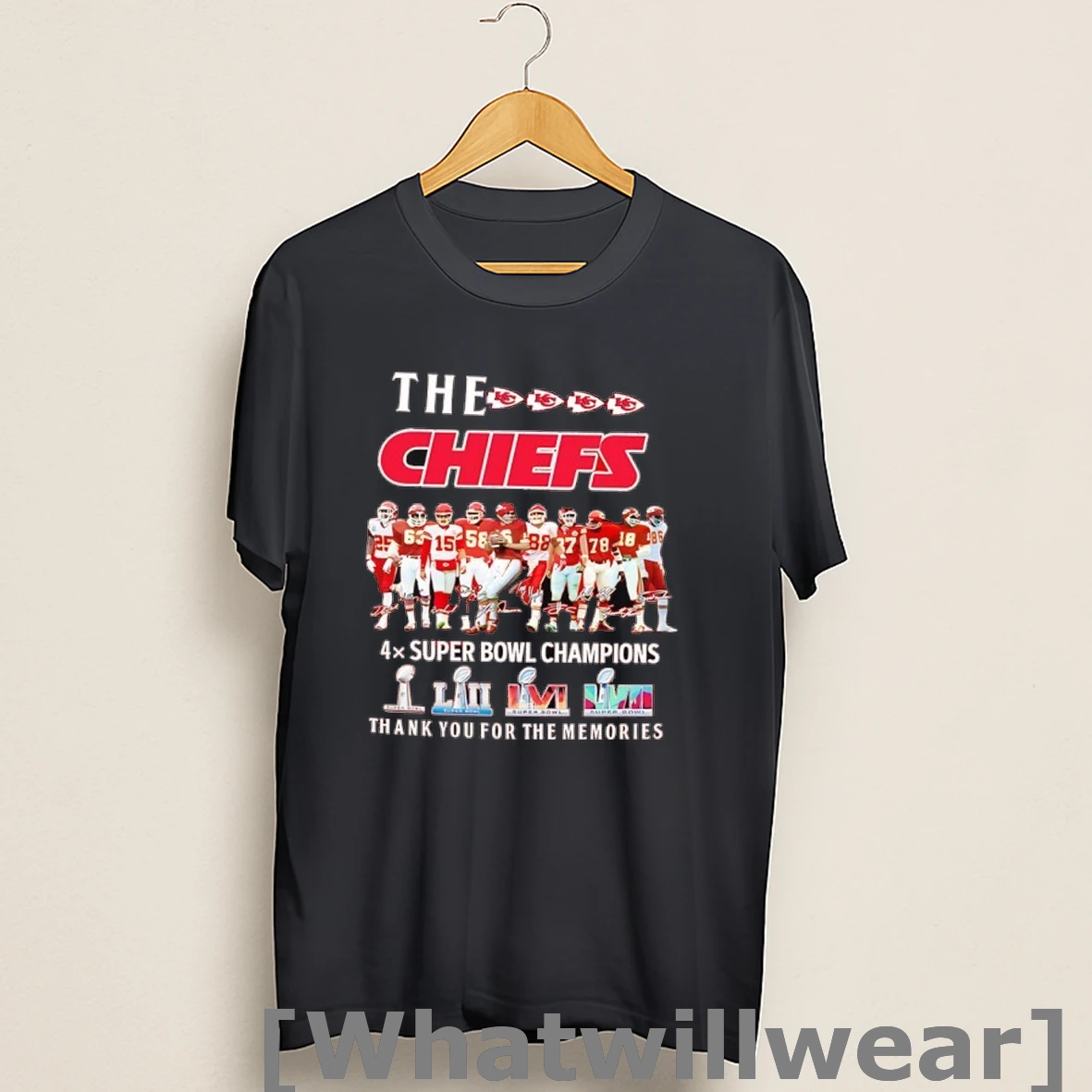 Official The Kansas City Chiefs 4x Super Bowl Champions Thank You For The Memories Signatures Shirts