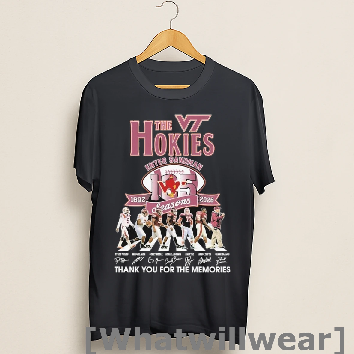 Official The Virginia Tech Hokies 1892 2026 135th Anniversary Season Enter Sandman Thank You For The Memories Road Abbey Signatures Shirts