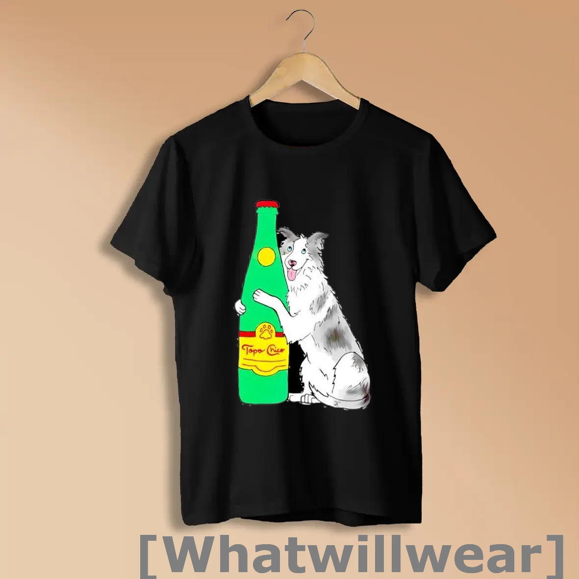 Official Topo Chico Border Collie Dog Holding A Bottle Shirts