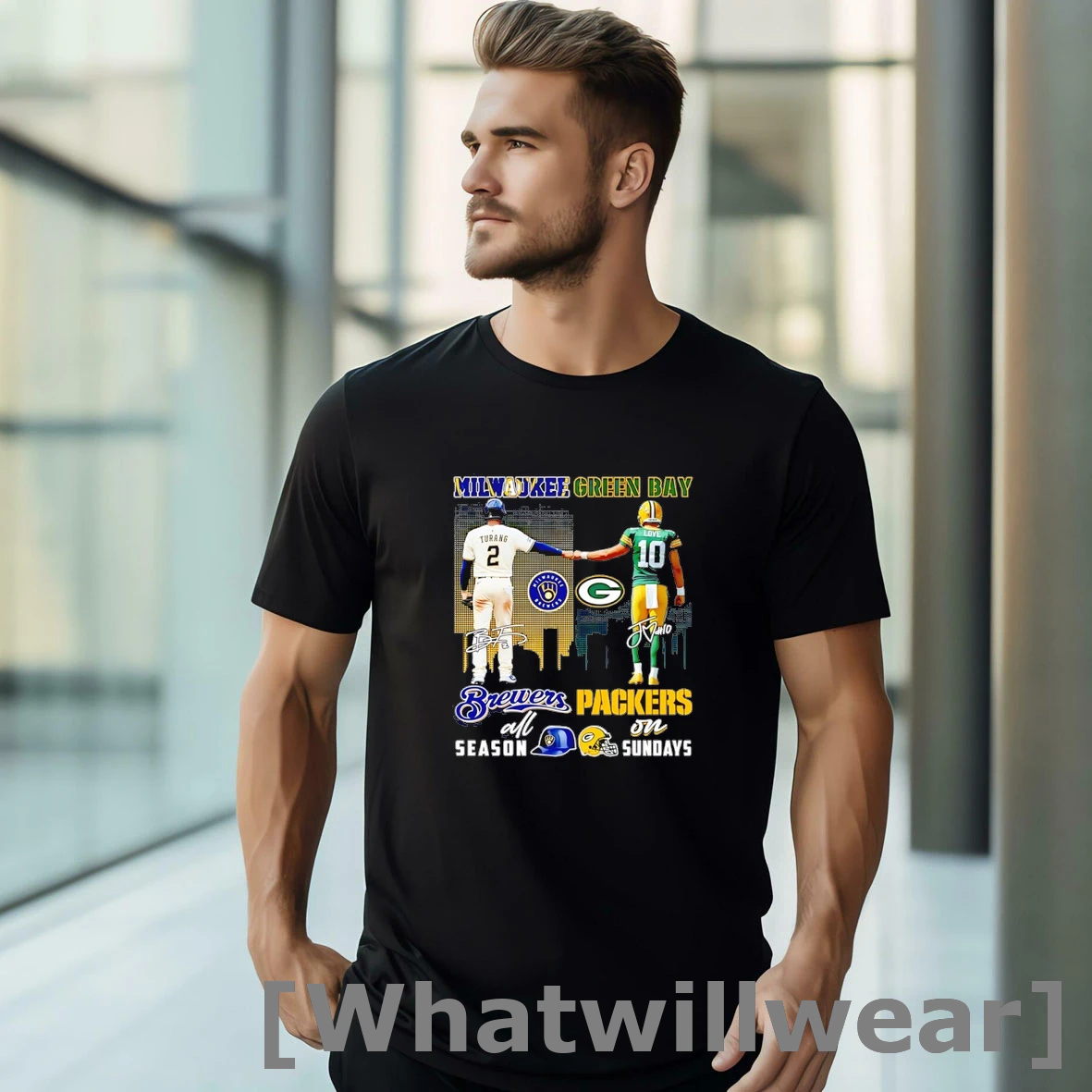 Official Turang And Love Milwaukee Brewers All Season Green Bay Packers On Sundays Tshirts Sweater