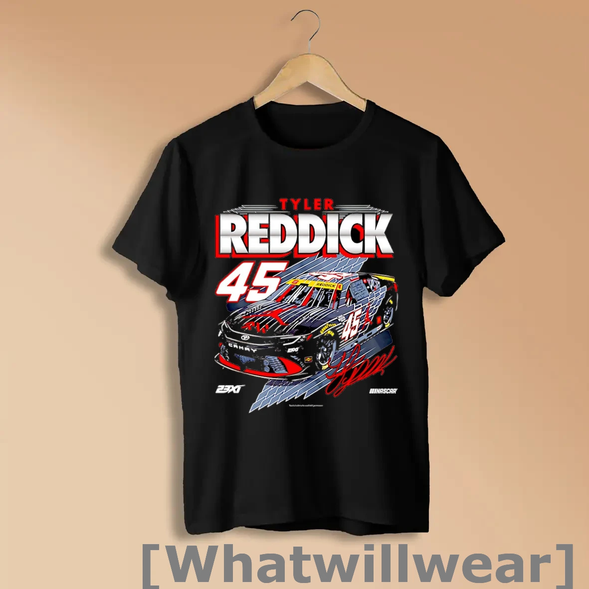 Official Tyler Reddick 23xi Racing Jordan Brand Car Graphic Black Shirts