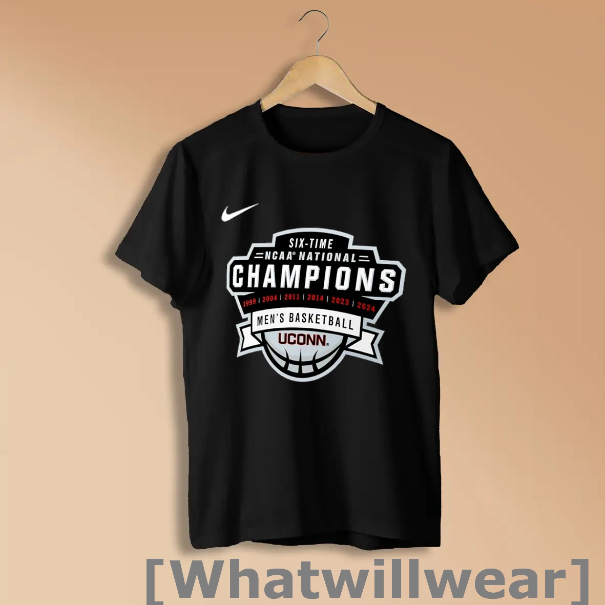 Official Uconn Huskies Nike Six Time Ncaa National Champions Mens Basketball Black Shirts