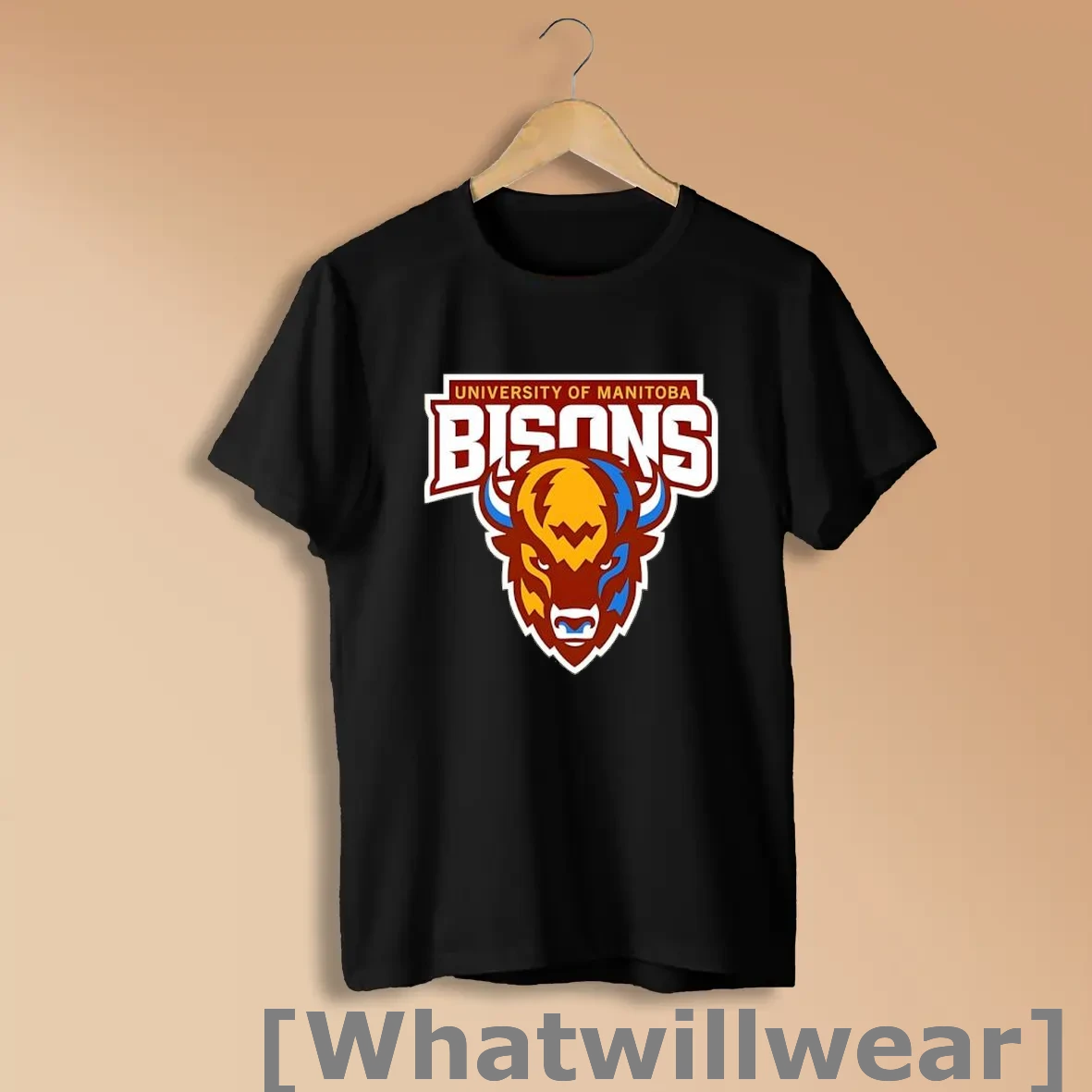Official University Of Manitoba Bisons Gold And Blue Mascot Shirts