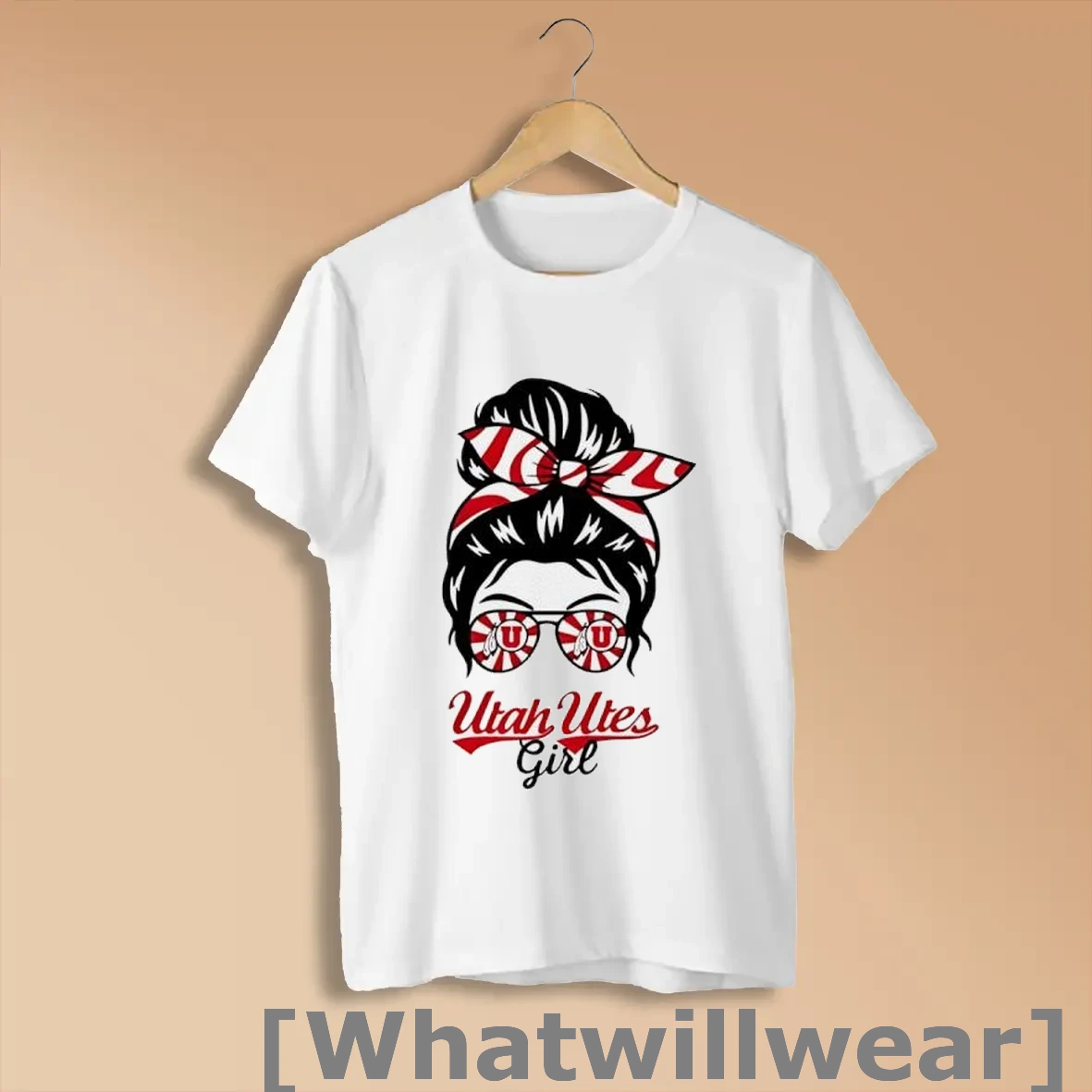 Official Utah Utes Girl Messy Bun Glasses Shirts