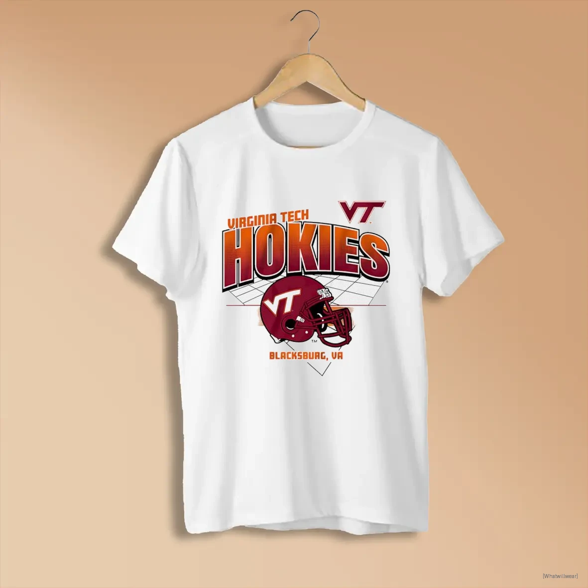 Official Virginia Tech Hokies Football Helmet Grid Blackburg Virginia T White Shirts