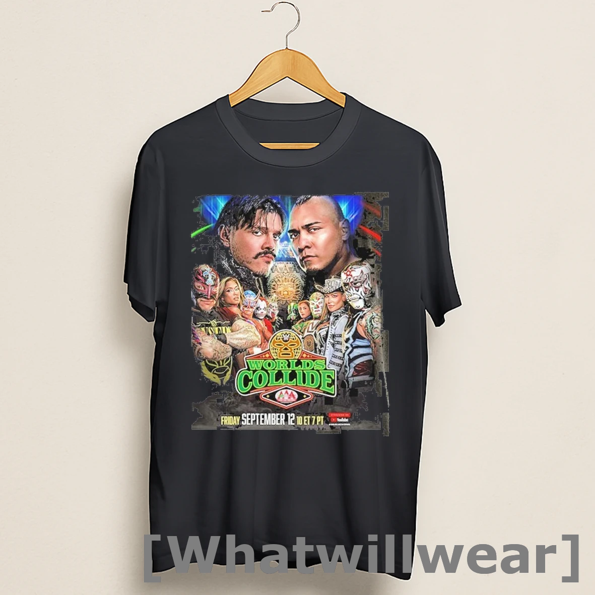 Official Wwe Worlds Collide Wrestling On September 12 2025 With Aaa Lucha Libre Stars Shirts