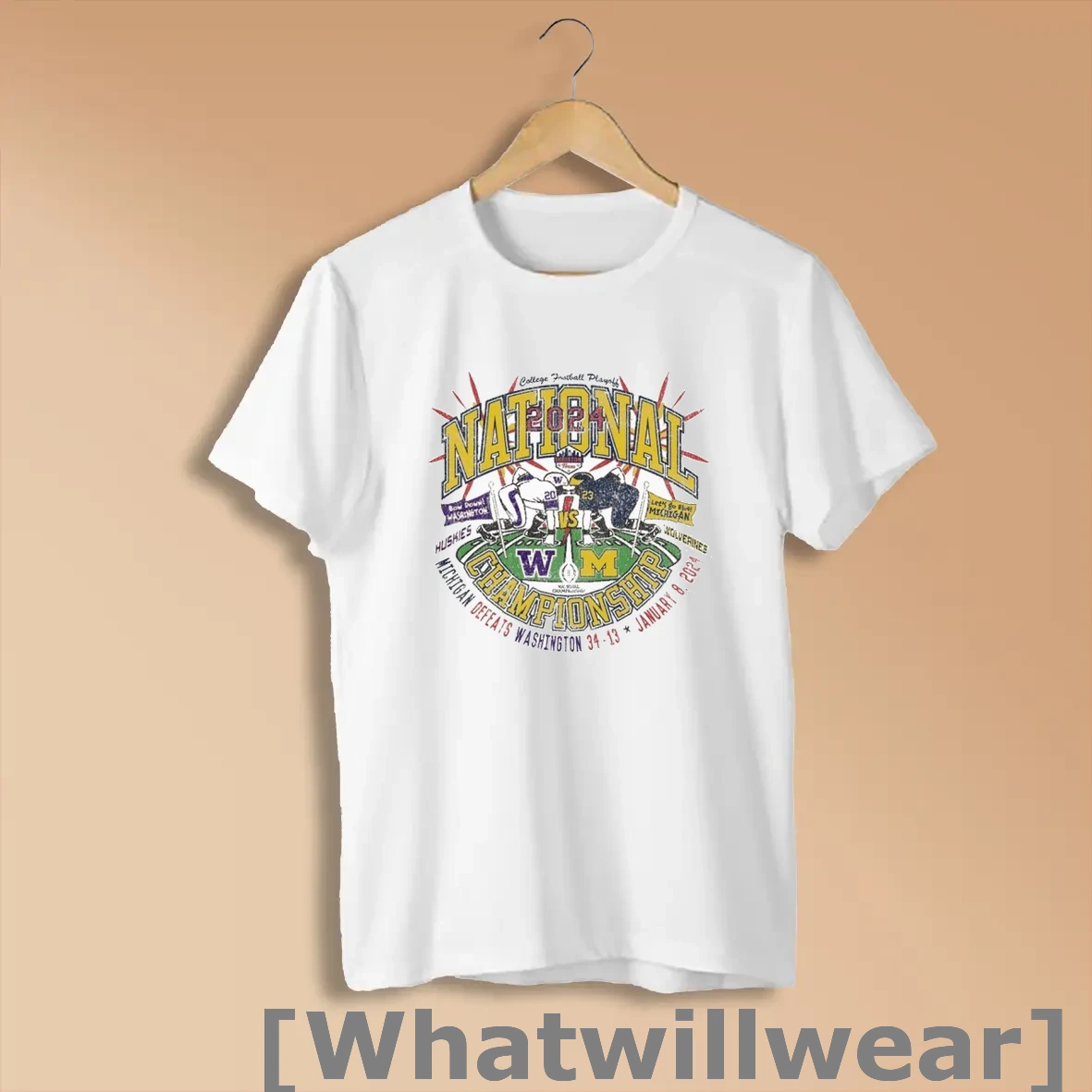 Official Washington Vs Michigan 2024 Cfp National Championship Game Matchup Shirts