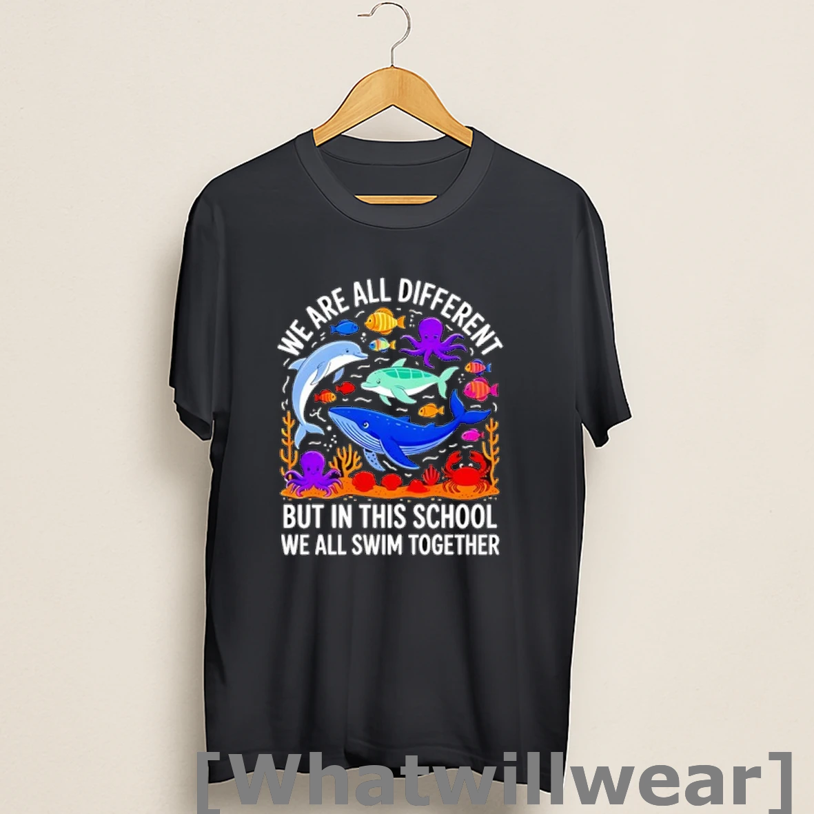 Official We Are Different But In This School We Swim Together Toddler Shirts