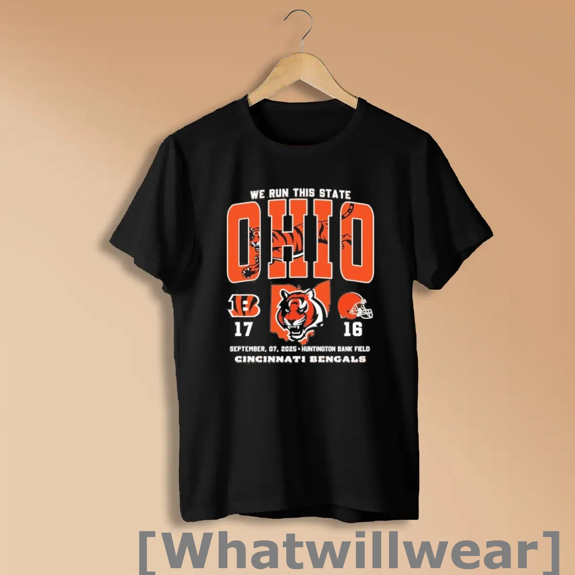 Official We Run This State Ohio Bengals 17 16 Browns Shirts