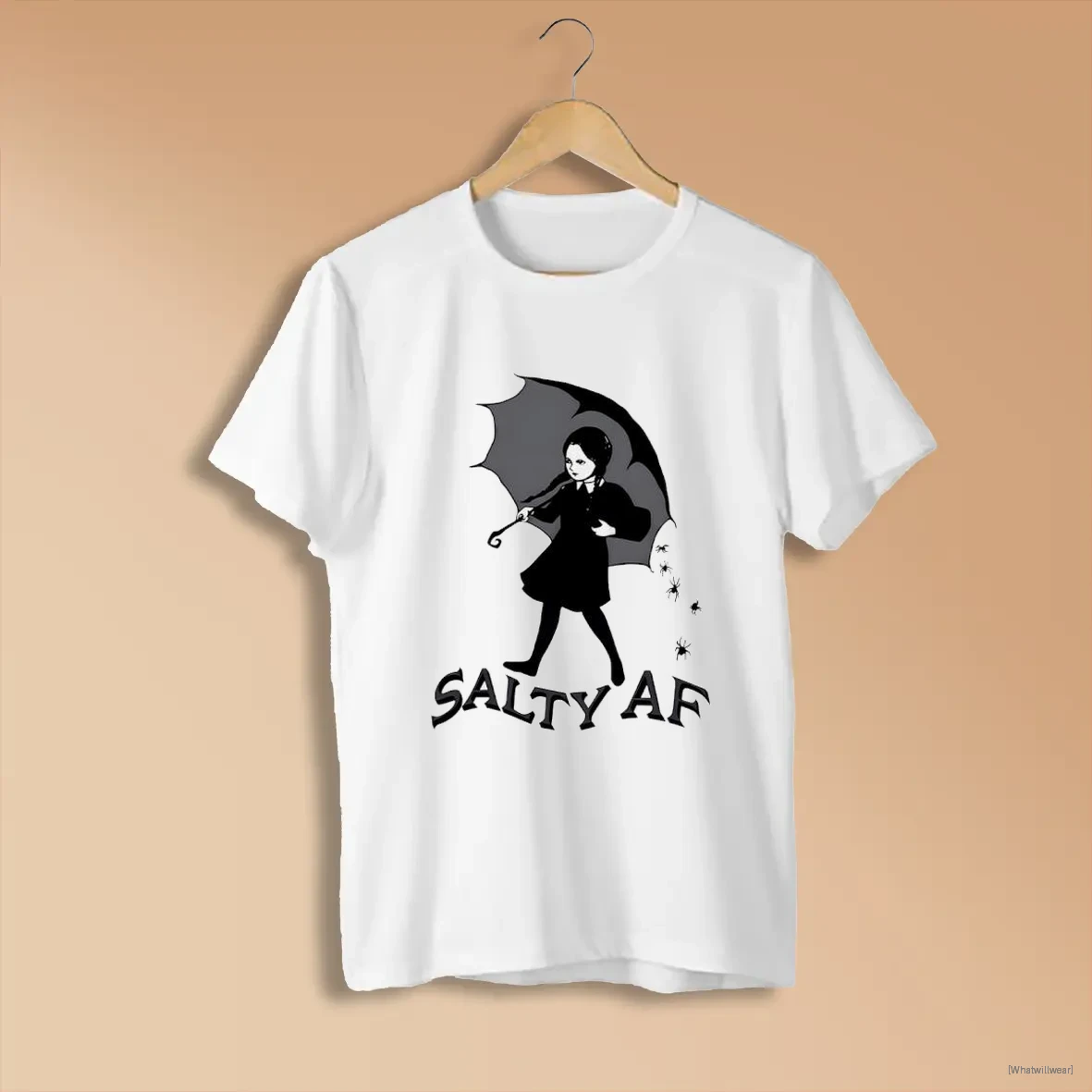 Official Wednesday Addams Salty Af Graphic T White Shirts