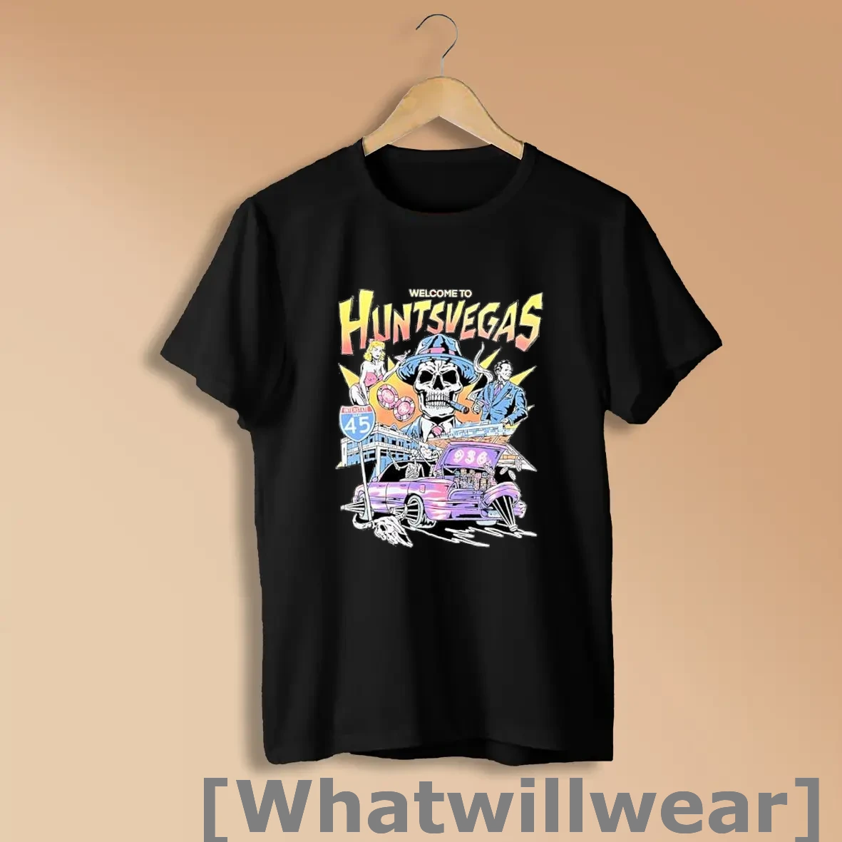 Official Welcome To Huntsvegas Texas Slot Machine Skull Mafia Posters Black Shirts