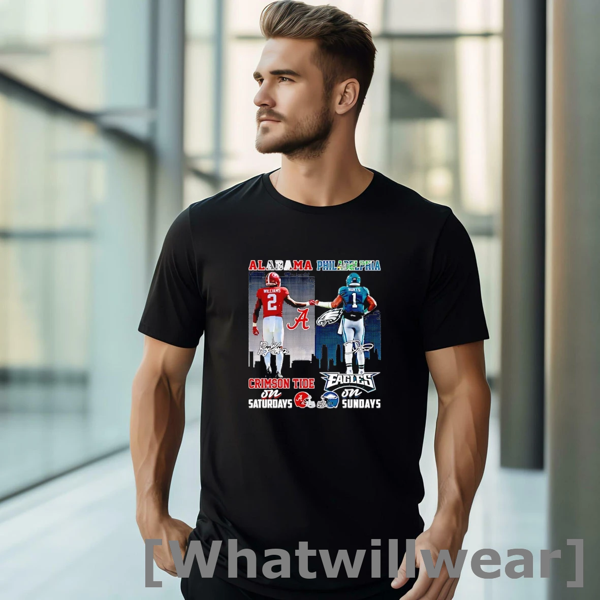 Official Williams And Hurts Alabama Crimson Tide On Saturdays Philadelphia Eagles On Sundays Tshirts Sweater