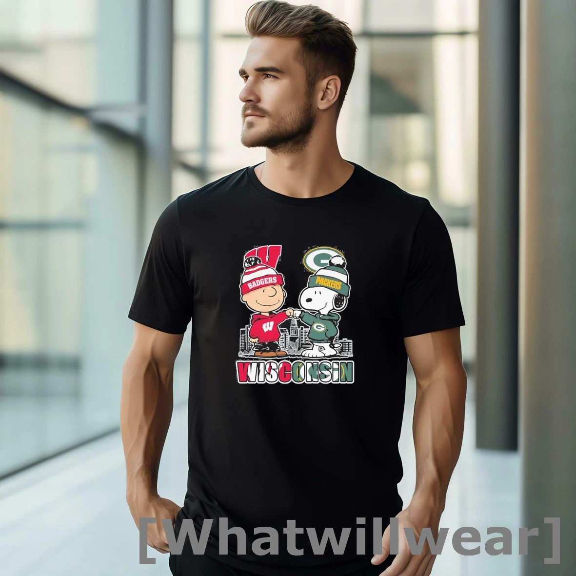 Official Wisconsin Snoopy Fist Bump Charlie Brown Badgers And Packers Tshirts Sweater