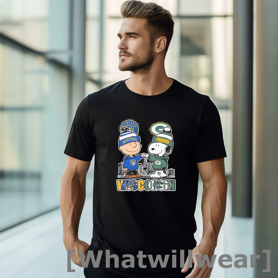 Official Wisconsin Snoopy Fist Bump Charlie Brown Brewers And Packers Shirts