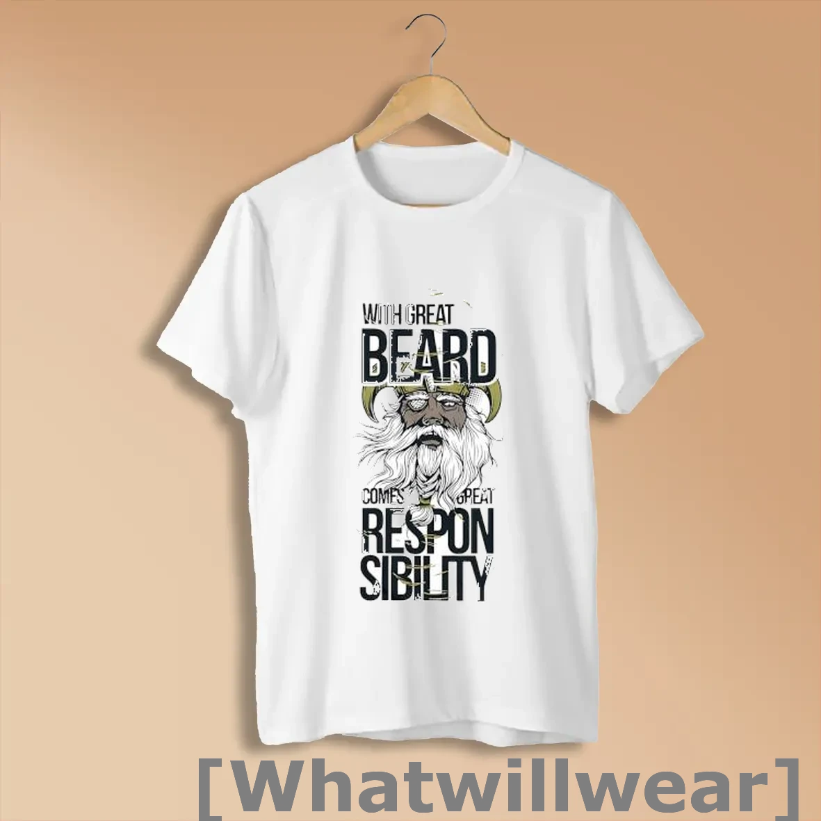 Official With Great Beard Comes Great Responsibility Viking Norse God Posters White Shirts