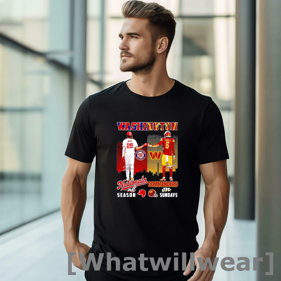 Official Wood And Daniels Washington Nationals All Season Commanders On Sundays Tshirts Sweater