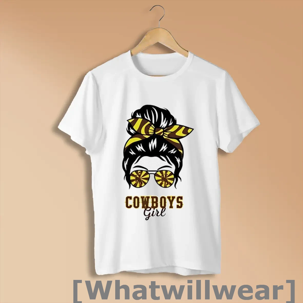 Official Wyoming Cowboys Girl Messy Bun Glasses Shirts