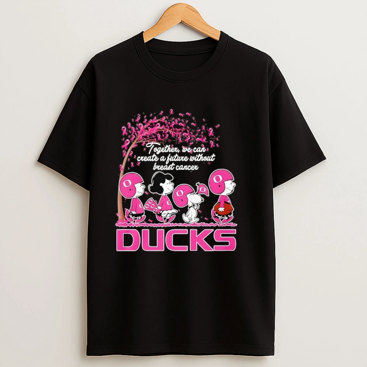 Oregon Ducks X Peanuts Together We Can Create A Future Without Breast Cancer Shirts