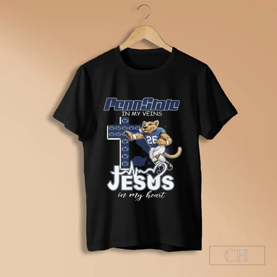 Penn State Nittany Lions In My Veins Jesus In My Heart Mascot 2025 T Shirts