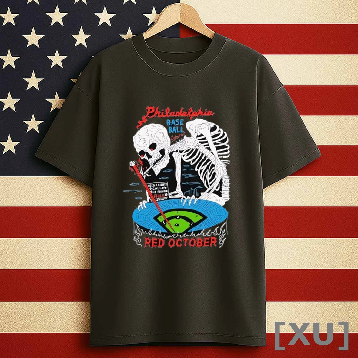 Philadelphia Baseball Red October Skeleton Stadium Shirts